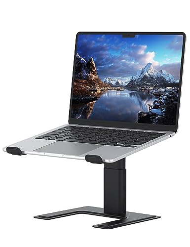 ALASHI Laptop Stand for Desk, Computer Stand Adjustable Height, Ergonomic Notebook Laptop Riser, Aluminum Metal Holder Compatible with 10 to 17.3 Inches Notebook PC Computer, Black - color: A-Black