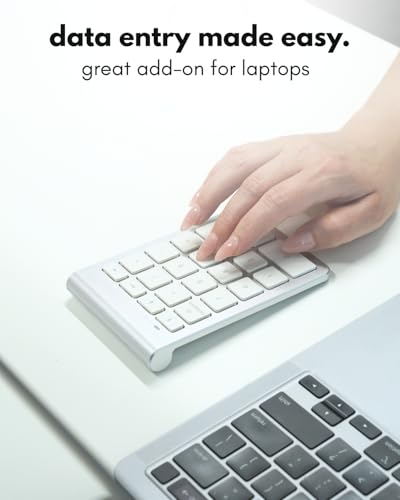 Macally Bluetooth Number Pad for Laptop - Wireless Numeric Keypad - 22 Key Numeric Keypad for Data Entry, Numpad Compatible with Mac, iMac, MacBook, iPad, iPhone, iOS, Laptop, PC, Android - Silver - color: Silver