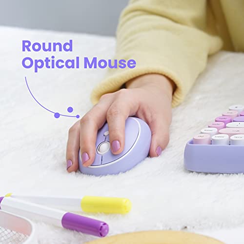 Perixx PERIDUO-713PP Wireless Mini Keyboard and Mouse Combo - Retro Round Key Caps - Pastel Purple - US English Layout (PD-713PPUS-11953) - color: Purple