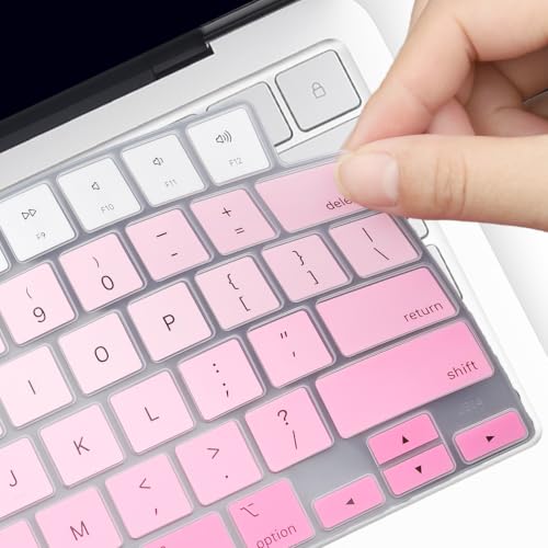 2 Pack Keyboard Cover for 2026 MacBook Neo 13" (Touch ID) & MacBook Pro 14"/16" M5-M1 Pro/Max, M5-M2 & MacBook Air 13"/15" M5-M1, Keyboard Protective Skin US Layout-BlackGradual - color: PinkGradual+TPU