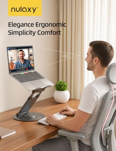 Nulaxy Telescopic 360 Rotating Laptop Stand for Desk Adjustable Height Swivel Pull Out Design Ergonomic Laptop Riser Standing Desk Converter Fits All 10-17" Laptops Computer MacBook, Gray - color: A-Gray