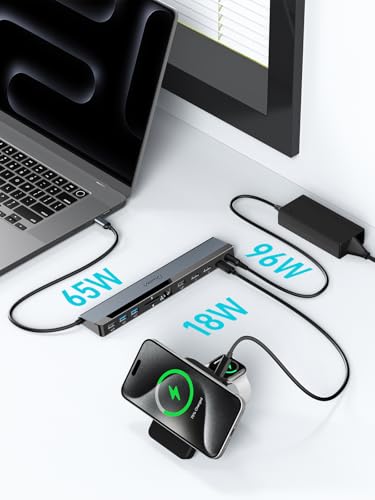 USB C Docking Station Dual Monitor 4K@60Hz, 12-in-1 Laptop Dock with 2*HDMI, 4*USB, Thunderbolt 3/4 Dock, SD/TF Slot, Ethernet, Audio, 96W Power Adapter, for HP, Lenovo, Dell, ASUS,Surface - size: NQ-DK-02-Pro