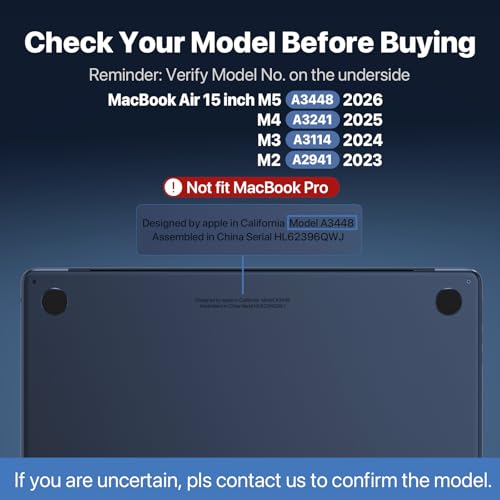 Soonjet for MacBook Air 15 inch Case M5 M4 M3 M2 2026-2023 Laptop Cover | Crystal Clear Midnight Blue, Color Match, Protective Hard Shell, Ultra Thin & Light, Anti Crack, Non Slip, Snap on Plastic - color: Crystal Midnight