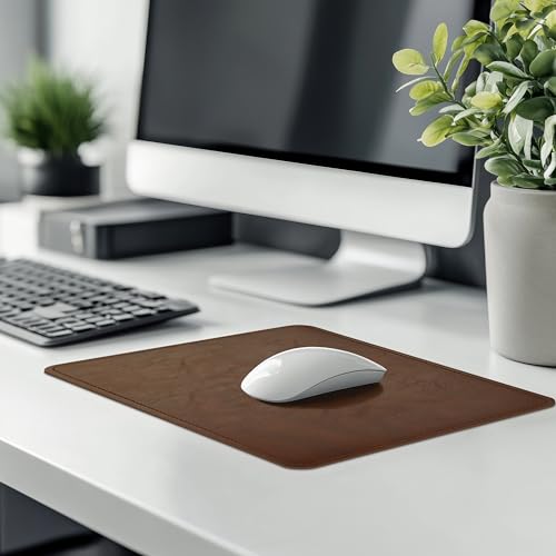 PU Leather Mouse Pad with Stitched Edge, Micro-Fiber Base, Non-Slip Waterproof, 8x11Inch (Dark Caramel Brown) - color: Dark Caramel Brown, size: 8L x 11W inches