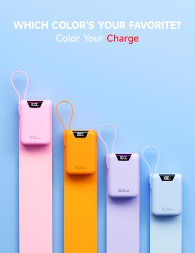 M2 Portable Charger, 20000mAh Power Bank, PD 35W Ultra Fast USB-C Built-in Cable, Compact Cute Mini External Battery Pack for iPhone, Samsung, Android iPad (Blue) - color: blue