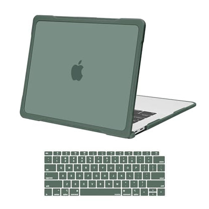 MOSISO Compatible with MacBook Air 13 inch Case M1 2018-2021, Emerald Green | Reduces-Fingerprints with Soft TPU Bumper Shell&Keyboard Cover for MacBook Air 13.3 M1, 2021 2020 2019 2018 A2337 A2179 A1932 - color: Emerald Green