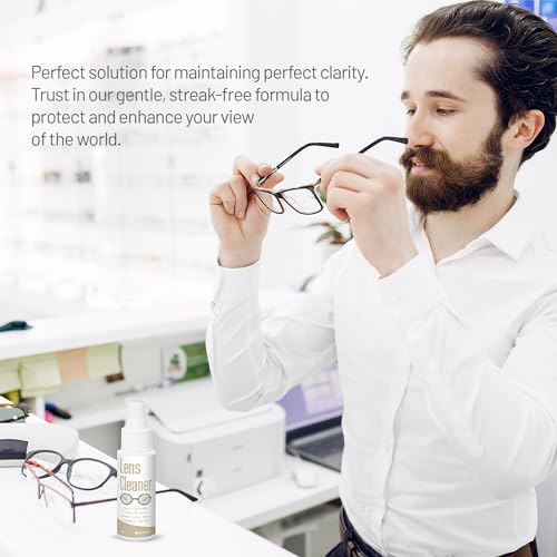 invera Eyeglass Cleaner Spray with Microfiber Cloth Kit, Lens Cleaner for Eyeglasses, Sunglasses, Camera Lenses & Electronic Screens, Gentle, Odor-Free, Compact 1.7 fl oz Lens Cleaner Spray