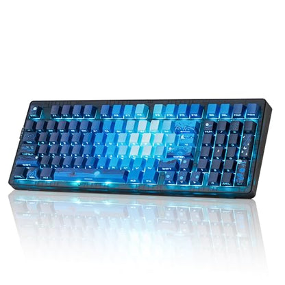ZORNHER ZH980 Mechanical Keyboard,95% Blue Creamy Keyboard with Number Pad,Hot-Swappable Custom Gaming Keyboard,Shine Through Dye Sublimation PBT Keycaps,Creamy Sounding Linear Switches - color: Sea Moonlight, size: Creamy Switch