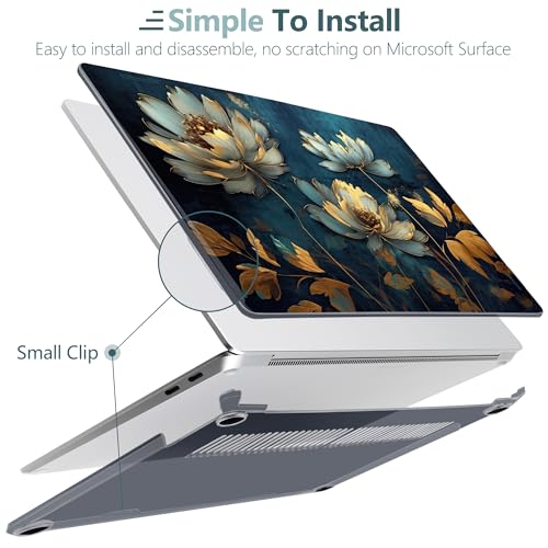 Batianda Case for Microsoft Surface Laptop 13 inch 2025 2026, Blooming Gold | Fits Model 2095, Artistic Patterns Ultra-Slim Lightweight Scratch-Resistant Hard Shell with Professional Protection - color: Blooming gold