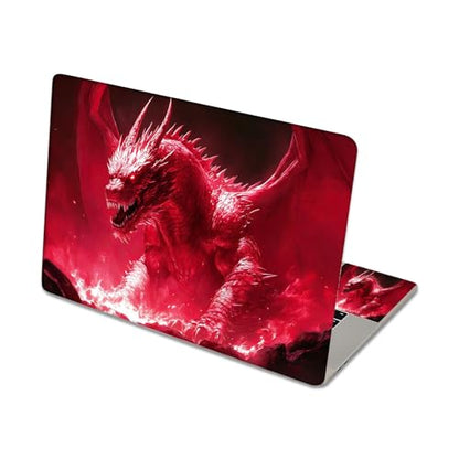 Aesthetic Laptop Skin Sticker, Red Dragon in Fiery Lava Waterproof Vinyl Laptop Decal, Removable Bubble Free, Reusable Protective Cover for 13 14 15 15.6 Inch - color: Red Dragon in Fiery Lava