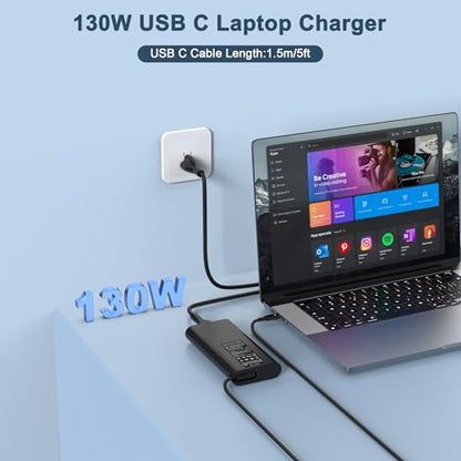 130W USB C Laptop Charger Compatible with Dell XPS 15 9575 9510 9500, Precision 5530 5560 5750, Latitude 7410 5520 5420, Replacement for Dell 130W AC Adapter - color: BLACK_D