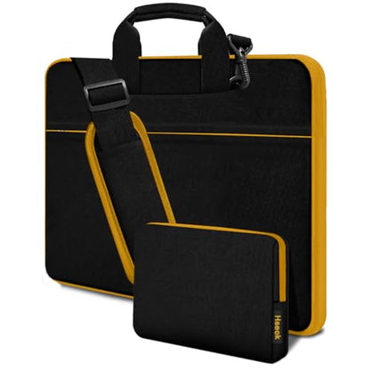 Hseok Laptop Shoulder Bag 15.6-16 inch Case,Water-Resistant Shockproof Computer Handbag with Small Case Compatible with MacBook Pro/Neo 16",Mac Air 15 M5, XPS 15/16 and most 15.6-16 PC,Black-yellow - color: Black-yellow, size: 15.6-16"