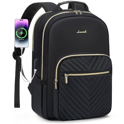 LOVEVOOK Laptop Backpack for Women 17.3 inch,Cute Womens Travel Backpack Purse,Professional Computer Bag,Waterproof Work Business College Teacher Bags Carry on Backpack with USB Port,Black - color: Black, size: 17.3 inch