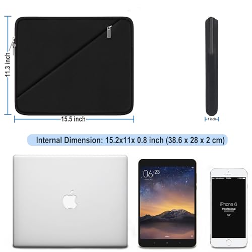 Laptop Case 15.6 inch, Traveling Carrying Computer Bag with Zippered Pocket | Laptop Sleeve, Shockproof Protective Laptop Cover Compatible for Apple Notebook, HP, Dell, Acer, Asus, Lenovo, Black - color: Black, size: 15.6 inch