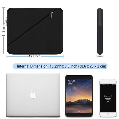 Laptop Case 15.6 inch, Traveling Carrying Computer Bag with Zippered Pocket | Laptop Sleeve, Shockproof Protective Laptop Cover Compatible for Apple Notebook, HP, Dell, Acer, Asus, Lenovo, Black - color: Black, size: 15.6 inch