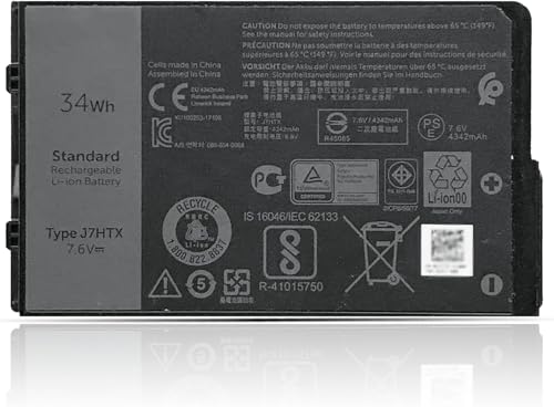 ASODI 34Wh J7HTX 7XNTR Laptop Battery Compatible with Dell Latitude 7220 7202 7212 Rugged Extreme Table Series 02JT7D FH8RW J82G5 T03H T03H001 T03H002 7.6V 4342mAh - size: 9.72*3.19*1.34 inches J7HTX