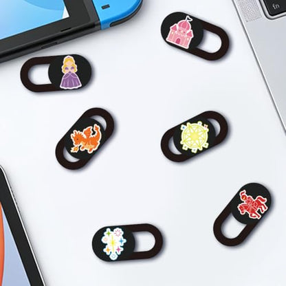 6Pcs 6 Styles Camera Cover Slide Cute 0.04 Inch Privacy Guard Accessories, Thin Camera Privacy Blocker Castle Princess Pattern for Laptop Desktop Computer Tablet Notebook Home Office Use - color: Castle Princess