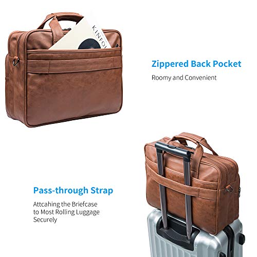 seyfocnia Leather Laptop Bag, Men's 15.6 Inche 17.3 Inche Messenger Briefcase Business Satchel Computer Handbag Shoulder Bag - color: [H]brown, size: 17.3 inch