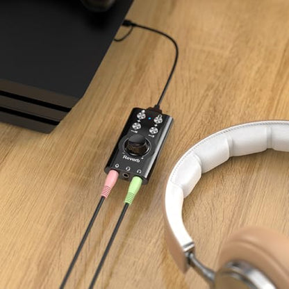 USB Sound Card, External Sound Card with Volume Control and Voice Changer, USB to 3.5mm Audio Adapter for PC Laptop Computer