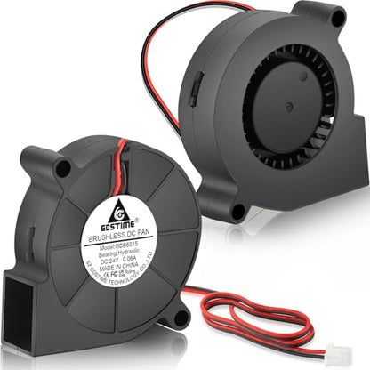 GDSTIME 5015 Blower 24V 2-Pin 50mm x 15mm Turbine Turbo Cooling Fan 2-Pack | Hydraulic Bearing, 24 Volt DC Brushless, 4500 RPM, High Speed, Replacement Blower Fans for 3D Printer Humidifier - size: 50x15mm