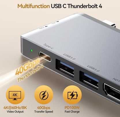 Surface Pro 12 Docking Station - 8-in-1 Triple Display USB Hub with Dual 4K HDMI, Thunderbolt 4 (4K@60Hz, 40Gbps, 100W PD), 2 USB 3.0, SD/TF, Audio for Surface Pro 12 Accessories - style: 8 in 1 Dock for Surface Pro 12