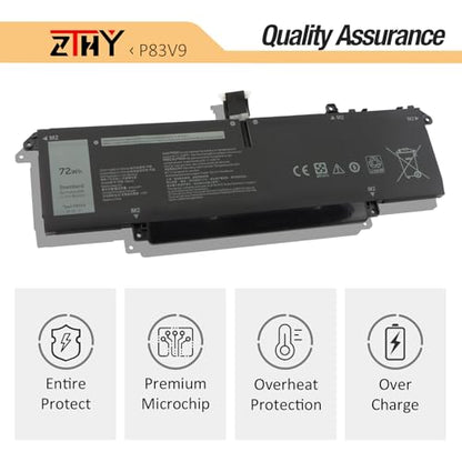 P83V9 Laptop Battery Replacement for Dell Precision 5470 5480 5490 Series | P154G P154G001 P154G002 0CDTT2 0YXP8T CDTT2 YXP8T 15.4V 72Wh 4442mAh 4-Cell - size: 10.63*3.35*0.32 inch P83V9