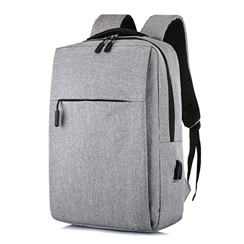 Elonglin Laptop Backpack 15.6" Travel Business Work Bag Water Resistant Daypack with USB Charging Port Grey - color: Grey
