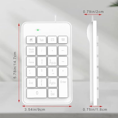 Wired USB C Number Pad - 23 Keys Type C Numeric Keypad Upgraded 10 Key USB Keyboard Financial Accounting Numpad for Laptop, PC, MacBook, Notebook, Desktop,Surface Pro - White - style: Wired-TypecWhite
