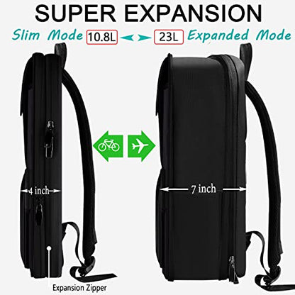 Slim & Expandable Laptop Backpack 15.6 Inch, Computer Rucksack Water Resistant Bag, Anti-Theft Travel Daypack for Men and Women-Black - color: Black