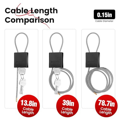 Cable Lock with 3 Keys | L 3.28ft(1m),D 1/6in(4mm) Adjustable Steel Cable Padlock | Aluminum Locks for Bikes, Gate, Lockers & Outdoor Gear | Weatherproof & Black - color: black-L 3.28ft(1m),D 1/6in(4mm)