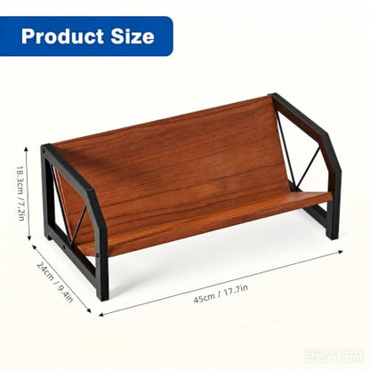 Desktop Bookshelf Organizer, Tilting Bookcase, Reddish Brown | Rustic Wood & Sturdy Metal Frame, Saves Desktop Space for Books/CDs/Magazine Display