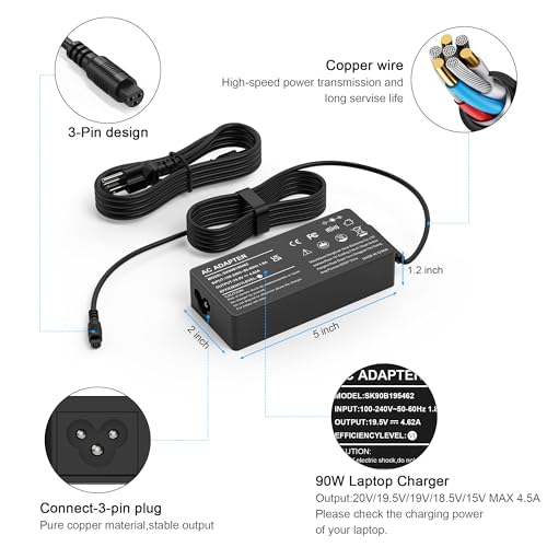 Universal AC Adapter 90W Laptop Charger Compatible with Lenovo HP Dell ASUS Acer Samsung Gateway Notebook Ultrabook Chromebook Pavilion EliteBook Inspiron Latitude ThinkPad and More with 16 Tips