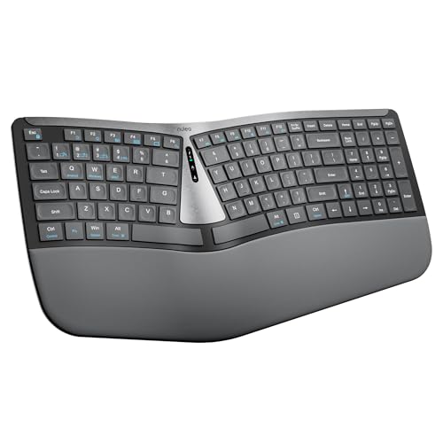 Nulea RT07B Wireless Ergonomic Keyboard - Split Keyboard, Wrist Rest, Natural Typing, Bluetooth and USB Connectivity, USB-C Rechargeable,Compatible with Windows Mac (Silver White) - color: H-Silver Gray