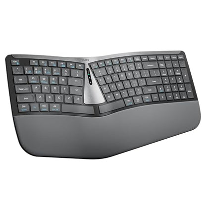 Nulea RT07B Wireless Ergonomic Keyboard - Split Keyboard, Wrist Rest, Natural Typing, Bluetooth and USB Connectivity, USB-C Rechargeable,Compatible with Windows Mac (Silver White) - color: H-Silver Gray