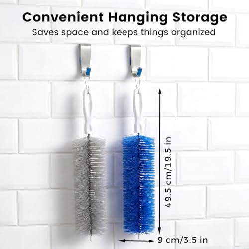 Fan Cleaning Brush, Bendable Microfiber Head, Microfiber Duster for Electric Fan and Blind, Reusable Dust Remover Washable ldeal for Electric Fans Air Conditioning, Home Car Vents, Curtain (Blue+Gray) - color: Blue+gray
