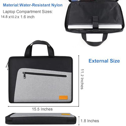Laptop Sleeve, Slim Durable Notebook Computer Protection Case Business Briefcase Handle Bag Compatible with 14 15 15.4 inch MacBook Pro HP Dell Acer Asus Chromebook, Black/Grey - size: 15 Inch
