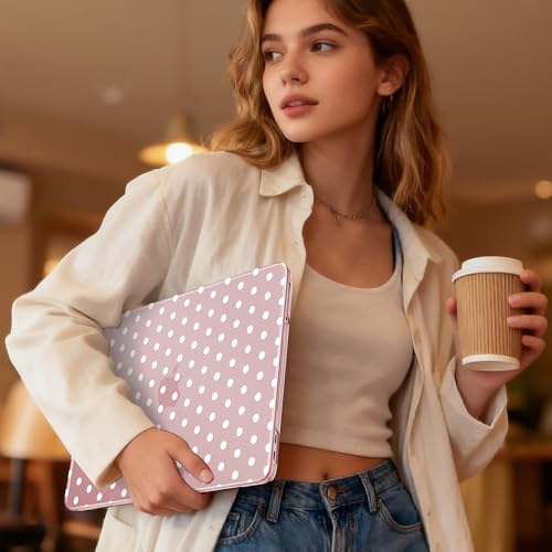 May Chen for MacBook Neo Case 13 inch 2026 | 100% Match Official Color | Pattern Printing, Anti-Crack & Scratch & Fingerprint | Protective Hard Shell Cases Laptop Model A3404, Blush - White Polka dot - color: Blush - White Polka dot