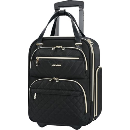 KROSER Carry On Underseat, 16-inch Underseater Suitcase for Men/Women | Multi-functional Lightweight Overnight Black/Gold - color: Black/Gold