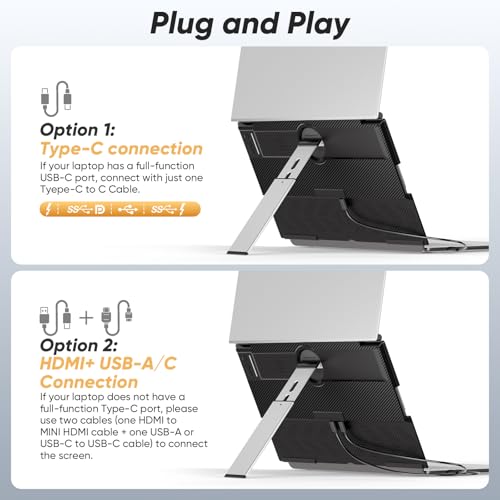 Laptop Screen Extender, 15.6” FHD 1080P Portable Monitor for Laptop, 0.2" Ultra-Thin Display with 100% sRGB, Dual Screen Extender for 13–17” Laptops, Plug & Play for Windows/Mac/Chrome/Android - size: 15.6" Dual Screen Extender