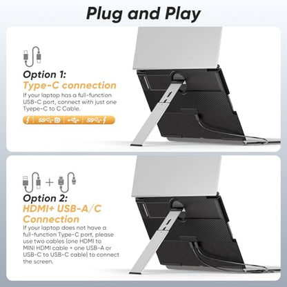 Laptop Screen Extender, 15.6” FHD 1080P Portable Monitor for Laptop, 0.2" Ultra-Thin Display with 100% sRGB, Dual Screen Extender for 13–17” Laptops, Plug & Play for Windows/Mac/Chrome/Android - size: 15.6" Dual Screen Extender