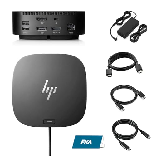 HP Docking Station for Laptop Dual Monitor,HP USB-C G5 Dock with 120W AC Adapter,Bundle with USB-C/HDMI/DP Cables (Renewed)