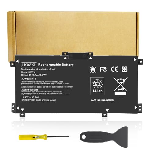 LK03XL Battery for HP Envy X360 Convertible 17m-ae0xx 17-bw 17m-ae111dx 15m-bp1xx 15m-cn0xxx 15-cn0xxx 15m-cp0xxx 15m-cn0012dx 15m-cn0011dx 15m-bq021dx 15m-bp112dx 916368-421 l09281-855 916814-855 - size: LK03XL 8.94*4.96*0.71 in