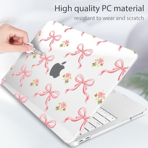 Tuiklol for 2026 MacBook Neo 13 Inch A18 Pro Chip Case, (Model A3404) Anti-Scratch Anti-Drop Slim Hard PC Shell Case with Shockproof Protective MacBook Neo Laptop Cover, Pink Bow Floral - color: Pink bow floral