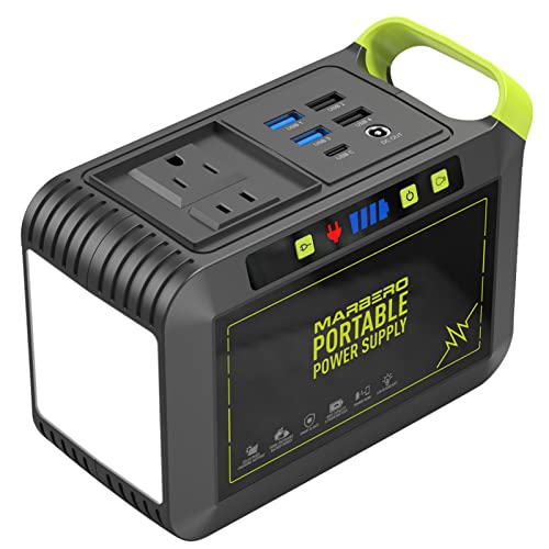 MARBERO Portable Power Station 88Wh, 120W Surge, Solar Generator 24,000mAh | Power Bank with AC Outlet 110V Portable Generator, 8 Output Ports for Camping Home Backup Outdoor Emergency Hunting Fishing - color: Green