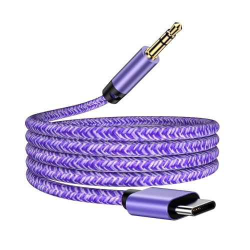 Samsung Audio Aux Car Stereo Jack Cable 3.3ft USB Type C to 3.5mm Headphone Jack Adapter Dongle Cord for Galaxy S26 Ultra S26+ A17 A26 A36 A56 S25 Ultra S25 Plus S24 Ultra S23 FE A16 A15 A55 A35 A32 - color: Purple