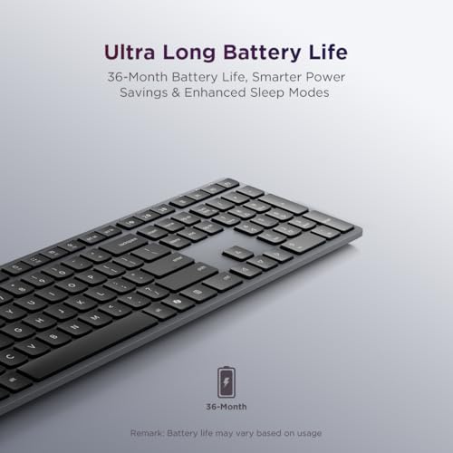 Lenovo 700 Modern Wireless Keyboard, 2.4 GHz Dongle & Dual Bluetooth Connection, AES-128 Encryption, 36 Month Battery Life, Luna Grey - size: Keyboard