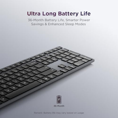 Lenovo 700 Modern Wireless Keyboard, 2.4 GHz Dongle & Dual Bluetooth Connection, AES-128 Encryption, 36 Month Battery Life, Luna Grey - size: Keyboard