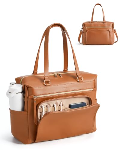 Missnine Teacher Nurse Work Bag Women 15.6" Laptop Tote Briefcase Purse - color: Light Brown