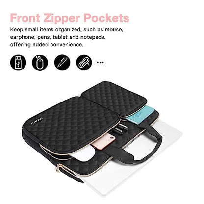 MOSISO 360 Protective Laptop Case 16 inch,15-15.6 inch Laptop Sleeve | Compatible with MacBook Pro 16 M5 M4 M3 M2 M1 HP Acer Dell Lenovo,Square Quilted Bag with 2 Pockets&Handle&Belt, Black - color: Black, size: 16 inch