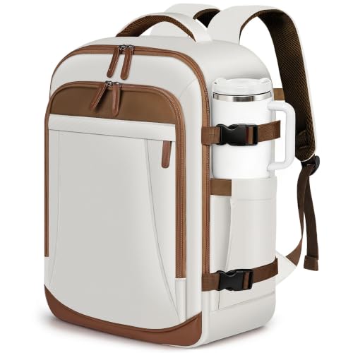 TILYMOL Travel Backpack for Women - 15.6 inch Laptop Backpack Airplane Flight Approved, Large Carry On Anti-theft Bag for Travel Work Business Weekender - color: Beige